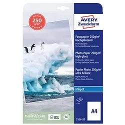 AVERY Zweckform Fotopapier 2556-20 DIN A4 hochglänzend 250 g/qm 20 Blatt