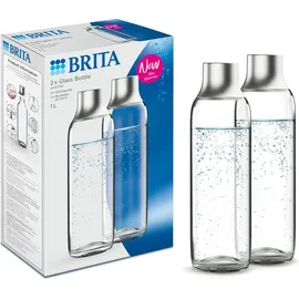 Brita Glasflasche für sodaTRIO Wassersprudler 1 l grau/transparent + 2er Pack