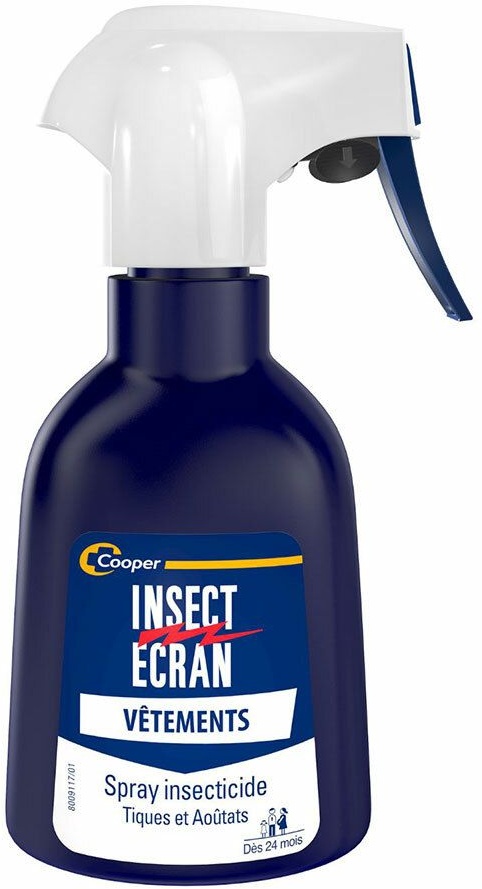 INSECT ECRAN - Spray vêtements insecticide - protection contre les morsures de tiques & piqûres d'aoûtats - dès 24 mois 200 ml spray