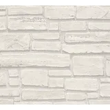 ascreation Vliestapete Best of Wood`n Stone 10,05 m x 0,53 m 300 g Grau/Weiß 662316