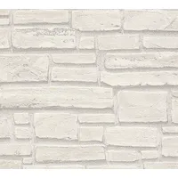 ascreation Vliestapete Best of Wood`n Stone 10,05 m x 0,53 m 300 g Grau/Weiß 662316