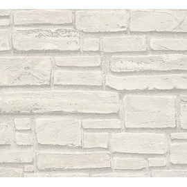 ascreation Vliestapete Best of Wood`n Stone 10,05 m x 0,53 m 300 g Grau/Weiß 662316