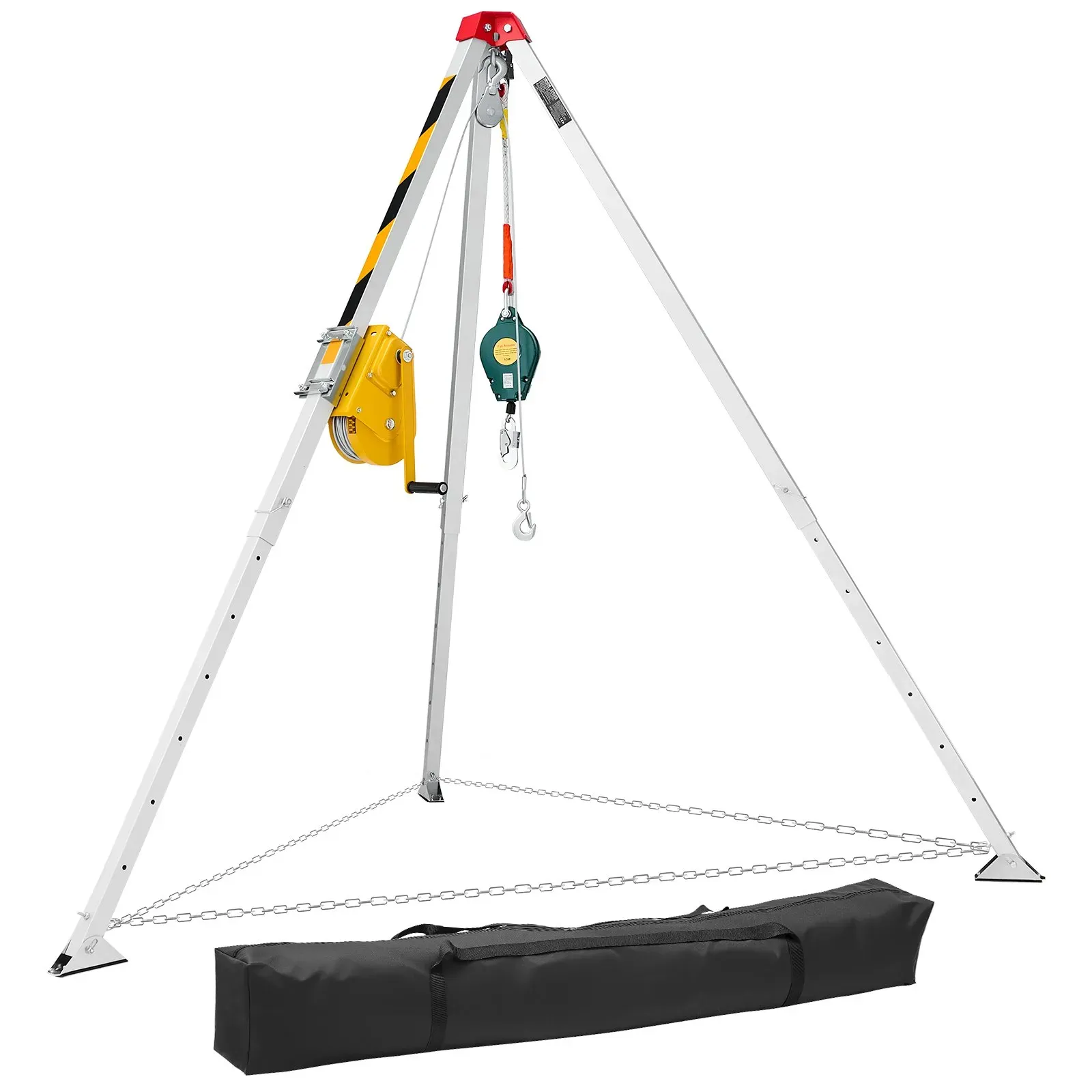 VEVOR Dreibein-Set für beengte Räume, Rettungsdreibein mit Hebevorrichtung, 1179 kg Winde, Rettungssystem, 30 m Kabel, Rettungsstativ mit Absturzsicherung, 1,6–2,45 m Arbeitshöhe