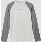 s.Oliver Longsleeve im Colour-Blocking-Stil mit Stickerei-Detail - grau|creme - 146/152