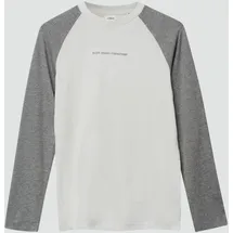 s.Oliver Longsleeve im Colour-Blocking-Stil mit Stickerei-Detail - grau|creme - 146/152