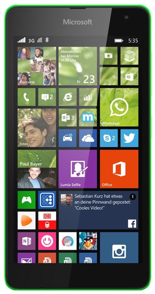 Microsoft Lumia 535 Windows 8.1 8GB Smartphone grün (ohne Branding) - DE Ware