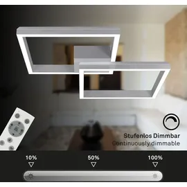 Briloner Leuchten - Deckenlampe RGB, Backlight Deckenleuchte LED, Dimmbar, Farbtemperatur einstellbar, LED Frame RGB, Fernbedienung, Aluminiumfarbig, 3753-019