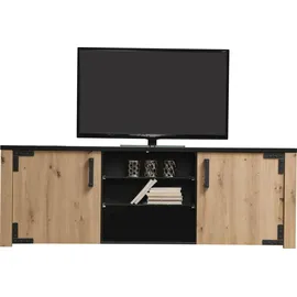 INOSIGN Lazio Lowboard 168 cm Schwarz Glas/Spanplatte/Holzwerkstoff