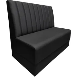 SCHMIDT | Gastrobank mit Sockel | B:H 120 x 103 cm | Schwarz | Gestreift mit Doppelnaht | Leder