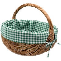 MyBer® Weidenkorb Einkaufskorb Picknickkorb Stabiler Tragekorb rund Korb aus Weide braun K1-005-SGW