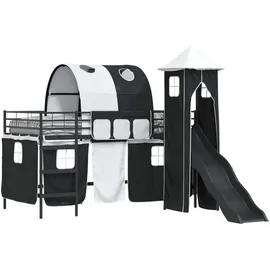 vidaXL Kinderloftbett Schwarz 99,5 x 200 cm Metall