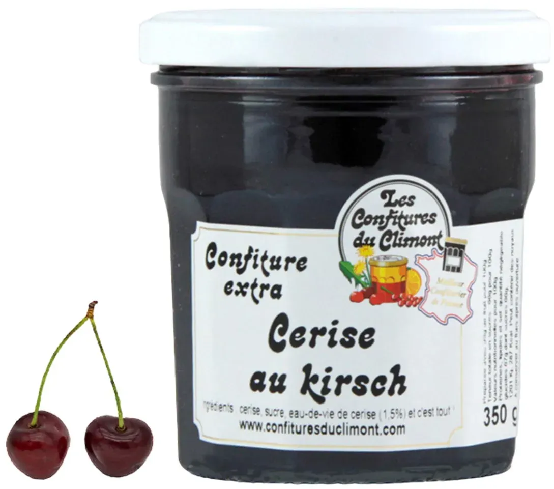 Les Confitures du Climont Kirsch Konfitüre extra mit Kirschwasser 350g – Handwerkliche Qualität