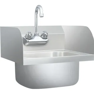 vidaXL Gastro-Handwaschbecken mit Wasserhahn Edelstahl - Silber