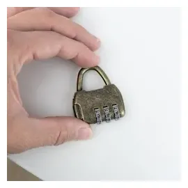HMF Vintage Deko Zahlenschloss Vorhängeschloss, 3-Stellig, Gold