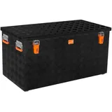 ALUBOX Aufbewahrungsbox Riffelblech Gartenbox outdoor Alukiste schwarz (250 Liter), Fangbänder im Deckel schwarz 250 l | 52 cm x 52 cm x 102 cm