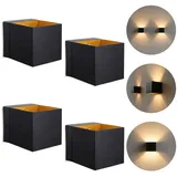 SSC-LUXon EPITA Treppenleuchte Innen schwarz 4er Set - Wandlampe Gold Up Down Lampe inkl. LED G9 Leuchtmittel 3W