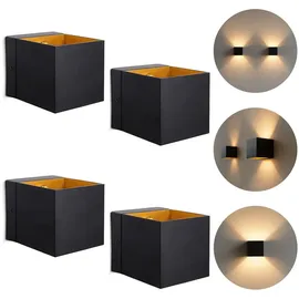SSC-LUXon EPITA Treppenleuchte Innen schwarz 4er Set - Wandlampe Gold Up Down Lampe inkl. LED G9 Leuchtmittel 3W