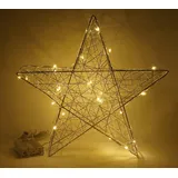 CBK-MS Adventsstern Weihnachtsdeko beleuchtet 25 LEDs warm weiß 30 cm Metall Timer Fensterdeko LED Deko Stern Leuchtstern