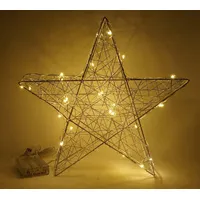 CBK-MS Adventsstern Weihnachtsdeko beleuchtet 25 LEDs warm weiß 30 cm Metall Timer Fensterdeko LED Deko Stern Leuchtstern