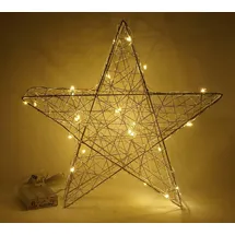 CBK-MS Adventsstern Weihnachtsdeko beleuchtet 25 LEDs warm weiß 30 cm Metall Timer Fensterdeko LED Deko Stern Leuchtstern
