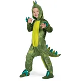 Spooktacular Creations Unisex-Schlafanzug mit leuchtendem Dinosaurier für Kinder, grüner T-Rex-Overall mit Kapuze und Reißverschluss, Halloween-Kostüm, 3T (3–4 Jahre)