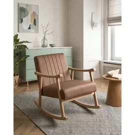 Beliani Schaukelsessel LEKNES Kunstleder 63 x 78 x 96 cm Braun