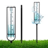 LUTER Regenmesser Outdoor, 6 Zoll/15,2 cm bewertete Skalen Glas Regenmesser mit Erdspieß und Rohrhalter aus Metall Abnehmbar Rain Gauge Regenmesser für Hof Rasen Garten Zaun Briefkasten