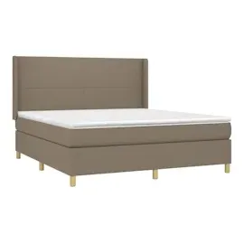vidaXL Boxspringbett mit Matratze & LED Taupe 160x200 cm Stoff