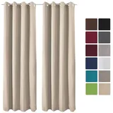 Beautissu Vorhang Amelie Luna, 2er Set Ösenschal thermo 140x245cm beige