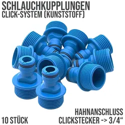 3/4 Zoll  AG Hahnanschluss Click-System Quickconnect Außengewinde Kunststoff bl..."