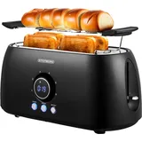 Steinborg 4 Scheiben Toaster Digitales Display Toster Großer Toaster Edler Toaster Breiter Toaster Langer Toaster mit Brötchenaufsatz