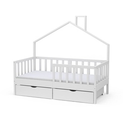 Livinity Kinderbett Jugendbett Justus mit Schublade & Matratze 70×140 cm weiß 76.5 cm x 148 cm