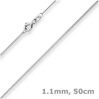 Schmuck Krone Goldkette 1,1mm Panzerkette aus 585 Weißgold 50cm, Gold 585 silberfarben