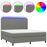 vidaXL Boxspringbett mit Matratze & LED Dunkelgrau 180x200 cm Stoff