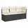 vidaXL Gartensofa mit Kissen 3-Sitzer Schwarz Poly Rattan