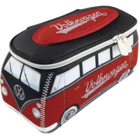 VW Collection - Volkswagen Neopren Universal-Schmink-Kosmetik-Kultur-Reise-Apotheke-Tasche-Beutel im T1 Bulli Bus Design (Schwarz/Groß)