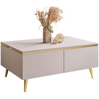 lookway Couchtisch Aurora Kaschmir Beige Gold 90 x 60 x 41 cm