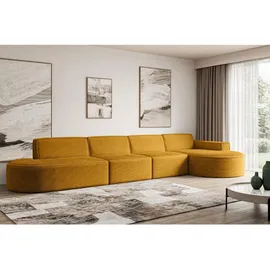 altdecor Ecksofa in L-Form Corner Sofa Bett Eckcouch Couch Wohnlandschaft Cauchsofa MARI-L3-406x165x78 cm Senfgelb