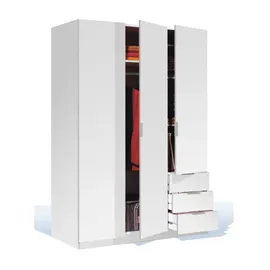 Loungitude Kleiderschrank 3-türig 121 x 180 x 52 cm Holzart nicht angegeben weiß