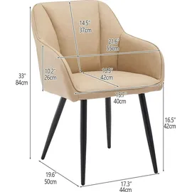 CLIPOP Esszimmerstuhl Kunstleder Beige 2er Set