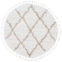 carpetfine Hochflor-Teppich CARPETFINE "Eddy", beige, H:30mm Ø:80cm, Polyester, Teppiche, Fransenteppich, Shaggy Langflor mit Fransen, starke Größenauswahl, Wohnzimmer