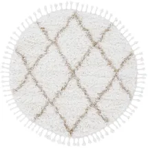 carpetfine Hochflor-Teppich CARPETFINE "Eddy", beige, H:30mm Ø:80cm, Polyester, Teppiche, Fransenteppich, Shaggy Langflor mit Fransen, starke Größenauswahl, Wohnzimmer