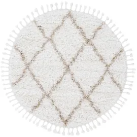 carpetfine Hochflor-Teppich CARPETFINE "Eddy", beige, H:30mm Ø:80cm, Polyester, Teppiche, Fransenteppich, Shaggy Langflor mit Fransen, starke Größenauswahl, Wohnzimmer