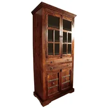 Massivmoebel24 Vitrine Akazie 95 x 50 x 195 cm Braun