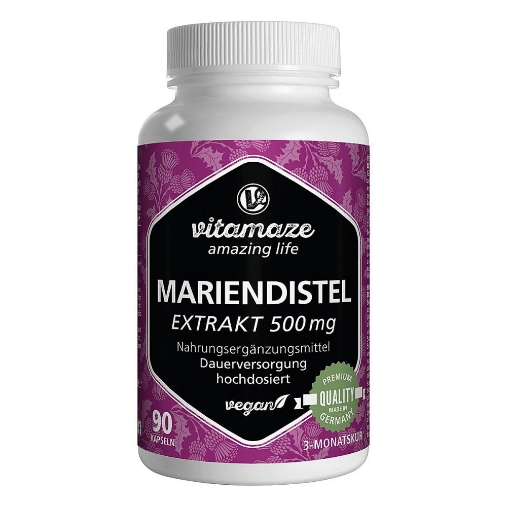 Mariendistel 500 mg Extrakt hochdosiert vegan Kapseln