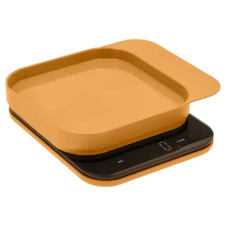 Rosti Mensura Küchenwaage, Haushaltswaage, Backwaage, Digitale Küchenwaage mit Schüssel und Tara-Funktion, Maximalgewicht 10 kg, 16,5 x 20,3 x 3,5 cm, Curry