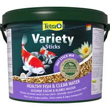 Tetra Pond Variety Sticks - Fischfutter-Mix für Teichfische aus drei verschiedenen Sticks, für die Gesundheit, Farbenpracht und Vitalität aller Fische im Teich, 10 L Eimer