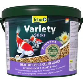 Tetra Pond Variety Sticks - Fischfutter-Mix für Teichfische aus drei verschiedenen Sticks, für die Gesundheit, Farbenpracht und Vitalität aller Fische im Teich, 10 L Eimer