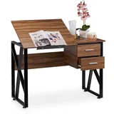 Relaxdays Schreibtisch neigbar, verstellbare Arbeitsfläche, Laptoptisch oder Zeichentisch, HBT 75x110x55cm, Holzoptik, 1 Stück