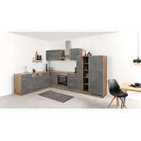 kochstation Winkelküche L-Form KS-Samos 340 cm grau
